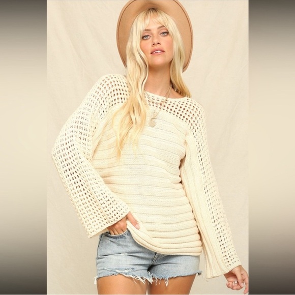 kye mi Sweaters - Cream Kye Mi crochet sweater